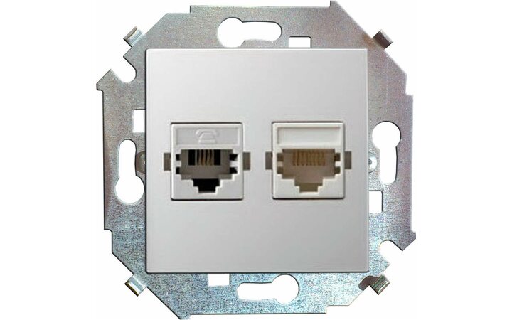 фото - Механизм розетки комп. СП Simon15 2мод. RJ45 + RJ45 бел. Simon 1591593-030