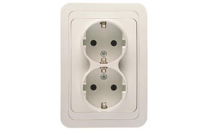 фото - Розетка 2-м СП Mimoza 16А IP20 с заземл. бел./бел. Makel 12082