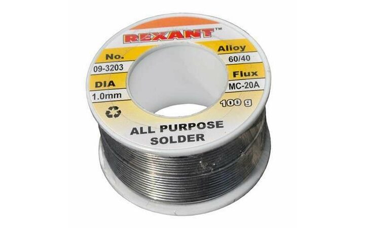 фото - Припой с канифолью 100гр. d1.0мм Rexant 09-3203
