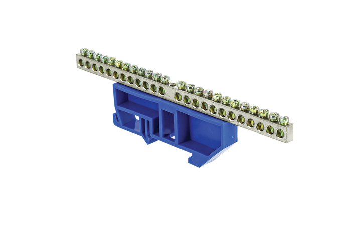 фото - Шина нулевая N 6х9 24 отвер. никель син. изолятор на DIN-рейку PROxima EKF sn1-63-24-d