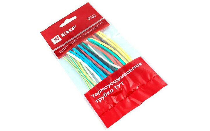 фото - Набор трубок термоусадочных ТУТ нг тонкостен. 2/1 (7 цветов по 3шт 100мм) EKF tut-n-2