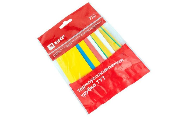 фото - Набор трубок термоусадочных ТУТ нг тонкостен. 30/15 (7 цветов по 3шт 100мм) EKF tut-n-30