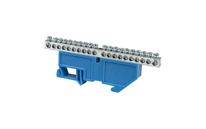 фото - Шина нулевая N 6х9 20 отвер. никель син. изолятор на DIN-рейку PROxima EKF sn1-63-20-d