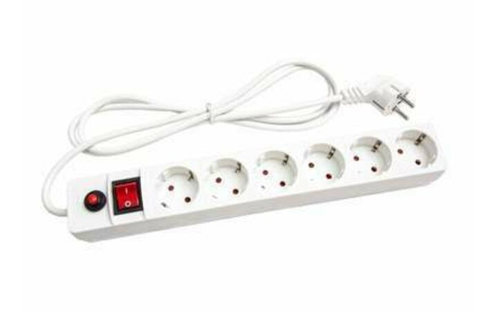 фото - Удлинитель с сетевым фильтром 6х10м с заземл. 10А IP20 защ. шторки ПВС 3х0.75 бел. UNIVersal 967U-3010