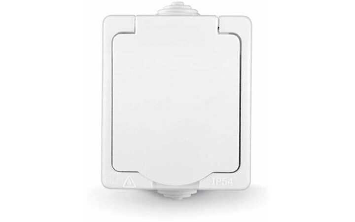 фото - Розетка 1-м ОП Аллегро 16А с защ. крышкой защ. шторки с заземл. IP54 бел. UNIVersal 5563286