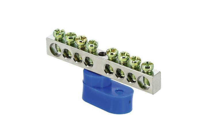 фото - Шина нулевая N 6х9 8 отвер. никель син. угловой изолятор PROxima EKF sn1-63-08-1