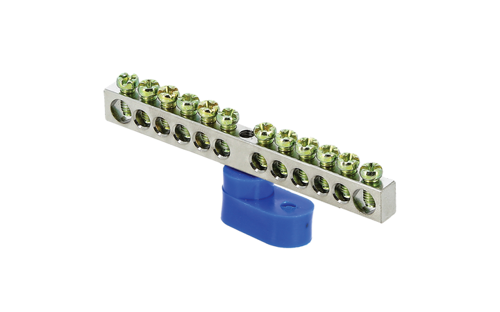 фото - Шина нулевая N 6х9 12 отвер. никель син. угловой изолятор PROxima EKF sn1-63-12-1