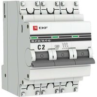 Выключатель автоматический модульный 3п C 2А 4.5кА ВА 47-63 PROxima EKF mcb4763-3-02C-pro