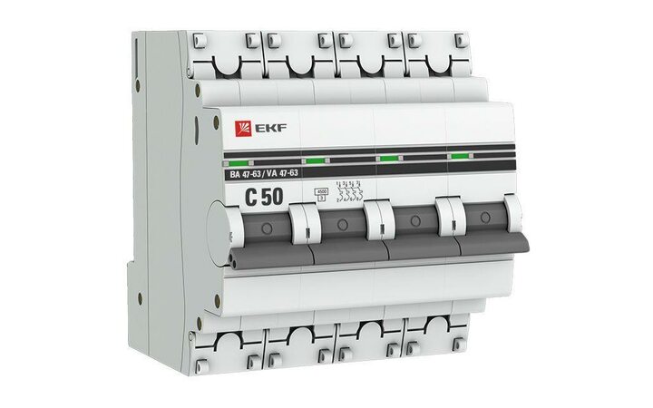 фото - Выключатель автоматический модульный 4п C 50А 4.5кА ВА 47-63 PROxima EKF mcb4763-4-50C-pro