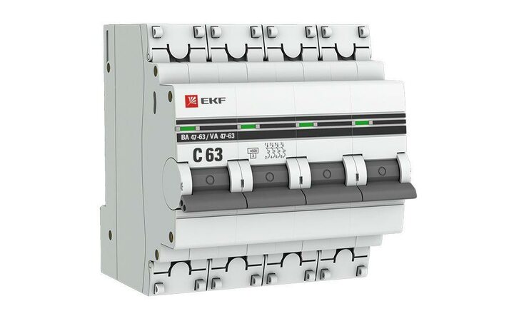 фото - Выключатель автоматический модульный 4п C 63А 4.5кА ВА 47-63 PROxima EKF mcb4763-4-63C-pro