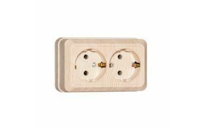 фото - Розетка 2-м ОП Олимп 16А с заземл. сосна UNIVersal 5560865