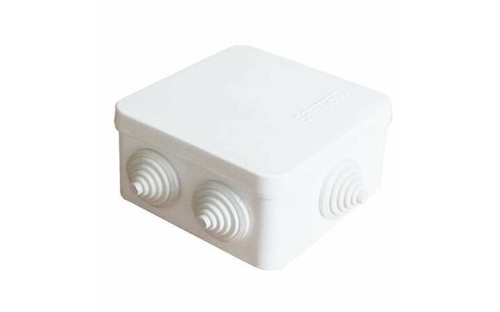 фото - Коробка распределительная ОП 84х84х45мм IP54 7 выходов 3 гермоввода крышка защелкивающаяся бел. Epplast 120071