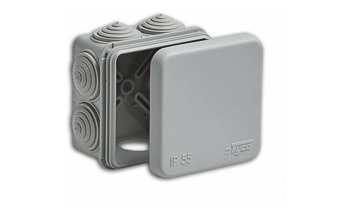 фото - Коробка распределительная ОП 70х70х40мм 7 вводов IP55 сер. Ruvinil 67030