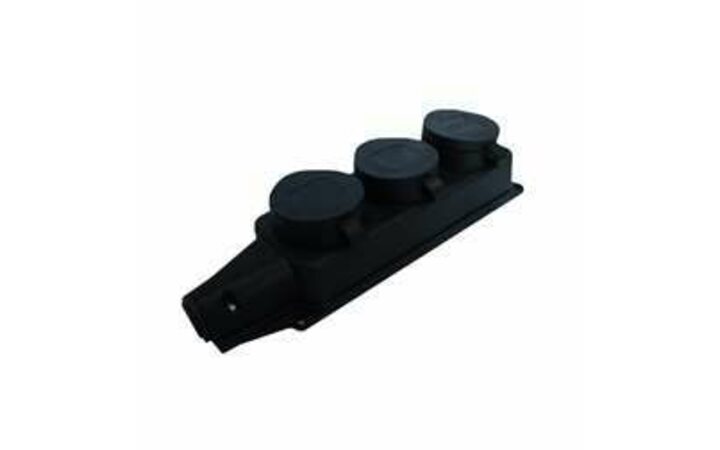 фото - Колодка 3-м 1ф 16А 250В IP44 (еврослот) с заглушками с заземл. каучук UNIVersal 602230