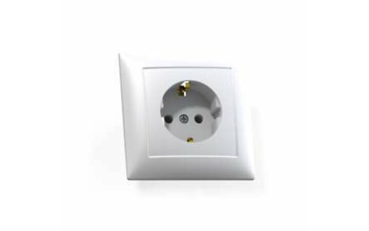 фото - Розетка 1-м СП Селена РС16-370 16А IP20 с заземл. бел. Кунцево 8111