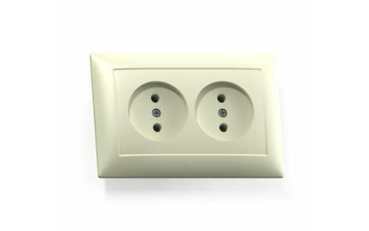 фото - Розетка 2-м СП Селена РС16-371 16А IP20 сл. кость Кунцево 8147