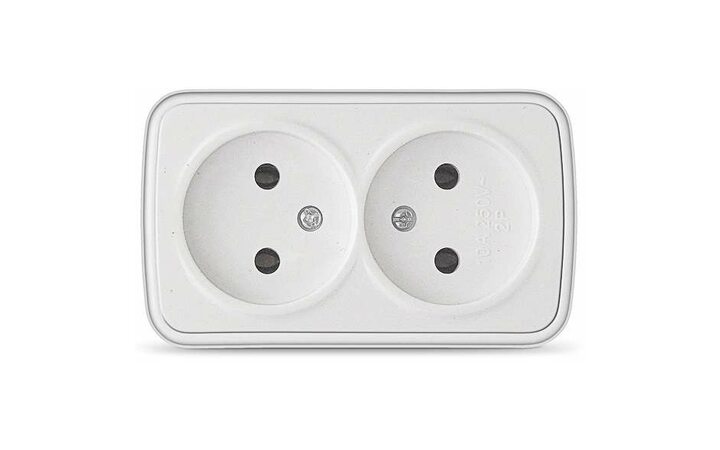 фото - Розетка 2-м ОП Электра 16А IP20 без заземл. бел. Союз 0024