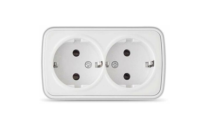 фото - Розетка 2-м ОП Электра 16А IP20 с заземл. бел. Союз 0020