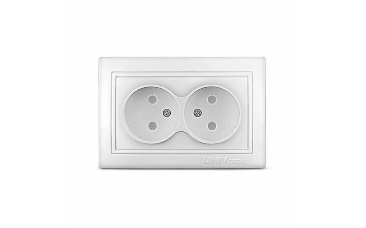 фото - Розетка 2-м СП Севиль 16А IP22 без заземл. защ. шторки бел. UNIVersal С0048