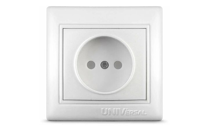 фото - Розетка 1-м СП Севиль 16А IP20 без заземл. защ. шторки бел. UNIVersal С0047