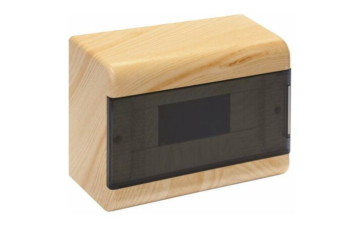 фото - Щиток ОП Тусо 9мод. с прозр. двер. 222х160х93мм IP40 сосна на светл. основе Рувинил 68029-27М