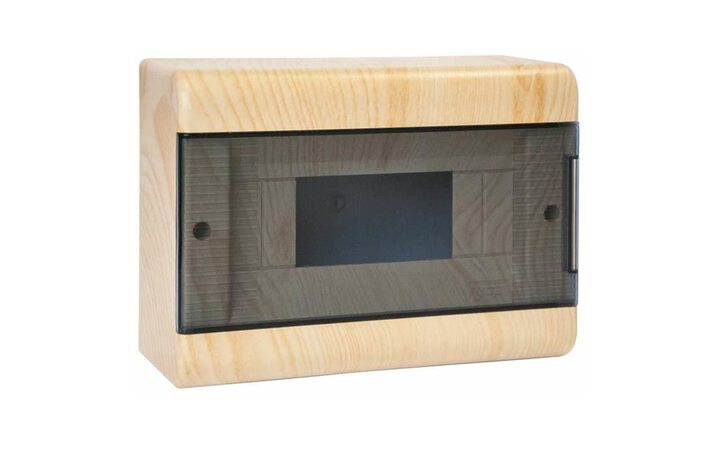 фото - Щиток ОП Тусо 12мод. с прозр. двер. 280х190х93мм IP40 сосна на светл. основе Рувинил 68012-27М