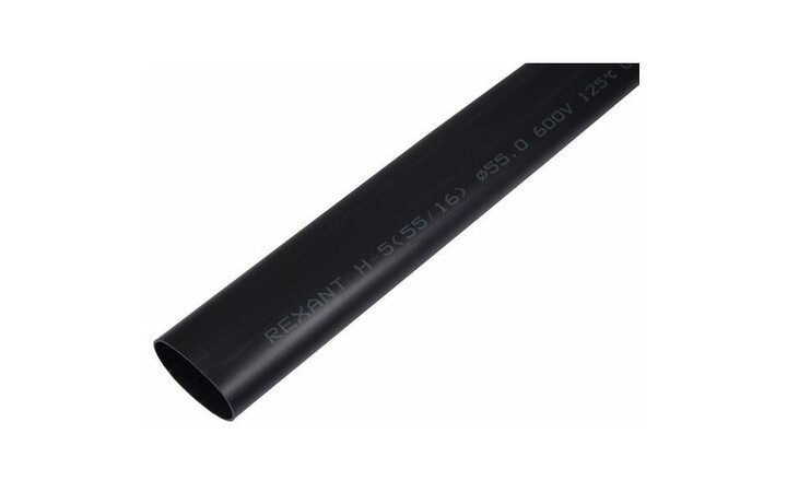 фото - Трубка термоусадочная тонкостен. 55/16 с клеем 1м черн. Rexant 26-0055