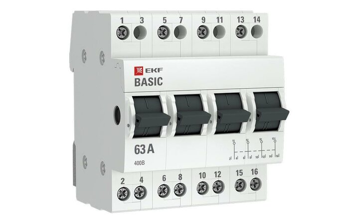 фото - Переключатель трехпозиционный 4п 63А Basic EKF tps-4-63