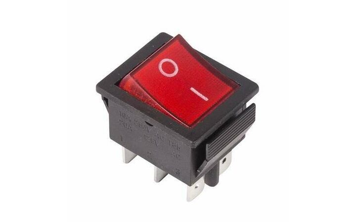 фото - Выключатель клавишный 250В 15А (6с) ON-ON с подсветкой (RWB-506, SC-767) красн. Rexant 36-2350