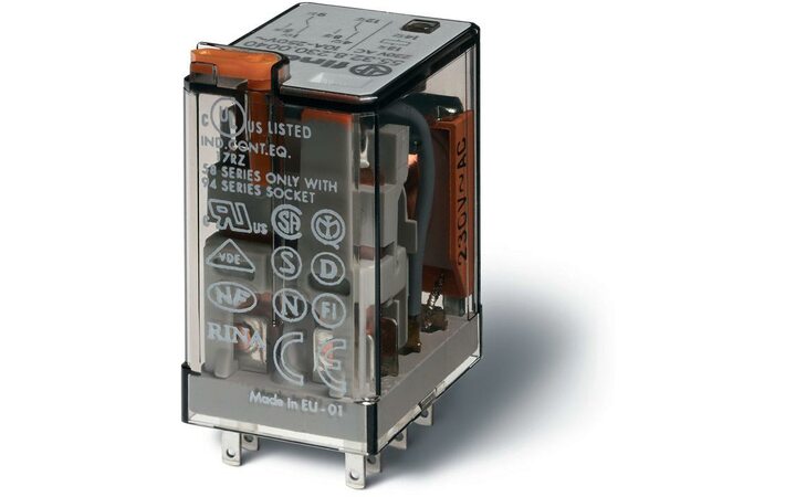 фото - Реле миниатюрное универсальное электромеханич. монтаж в розетку 2CO 10А AgNi 24В DC RTI опции: кнопка тест + мех. индикатор FINDER 553290240040