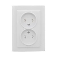 Розетка 2-м СП Минск 10А IP20 без заземл. защ. шторки бел. Basic EKF ERR10-102-100