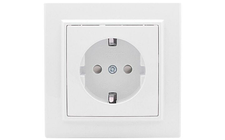 фото - Розетка 1-м СП Минск 16А IP20 с заземл. защ. шторки бел. Basic EKF ERR16-028-100