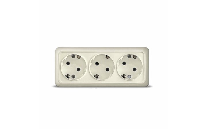 фото - Розетка 3-м ОП Олимп с заземл. сл. кость UNIVersal 1167