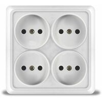 Розетка 4-м ОП Олимп 16А IP20 квадрат. без заземл. бел. UNIVersal 1164