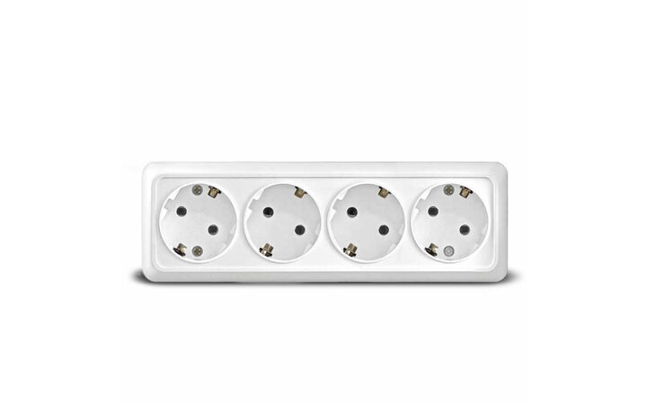 фото - Розетка 4-м ОП Олимп с заземл. бел. UNIVersal 1163