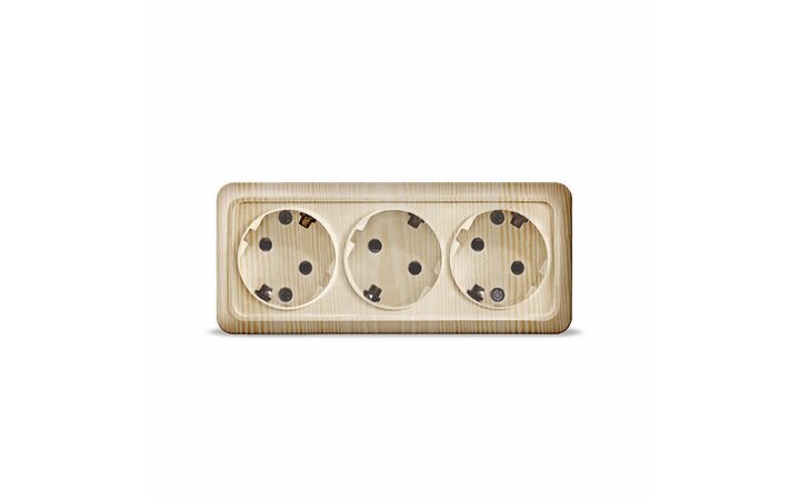 фото - Розетка 3-м ОП Олимп с заземл. сосна UNIVersal 1173