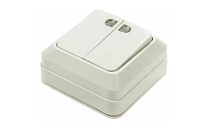 фото - Выключатель 2-кл. ОП Bolleto 10А IP20 7123 накладной с подсветкой бел. ASD / IN HOME 4680005959778