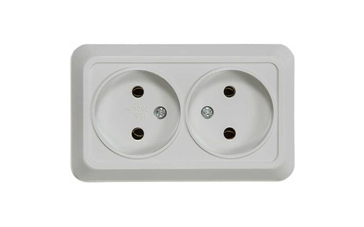 фото - Розетка 2-м ОП Bolleto 7102 16А IP20 бел. ASD / IN HOME 4680005959822