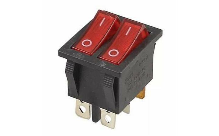 фото - Выключатель клавишный 2-м 250В 15А (6с) ON-OFF красн. с подсветкой (RWB-511 SC-797) Rexant 36-2410