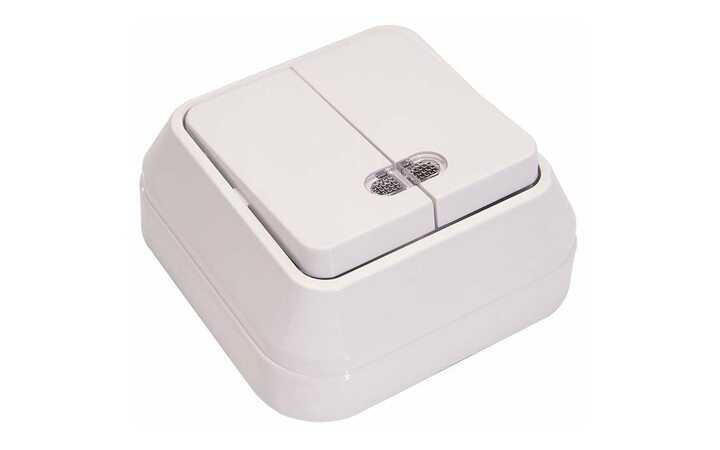 фото - Выключатель 2-кл. ОП 10А IP20 с подсветкой бел. Makel 45123