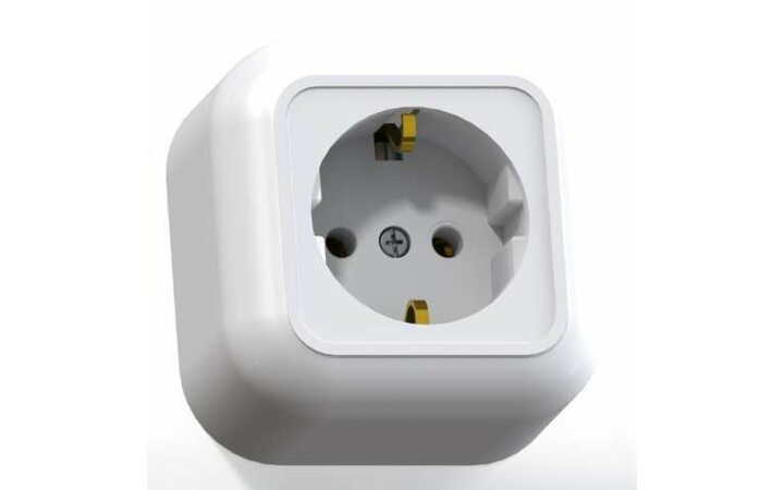 фото - Розетка 1-м ОП Валентина РА16-638 16А IP20 с заземл. бел. Кунцево 7640