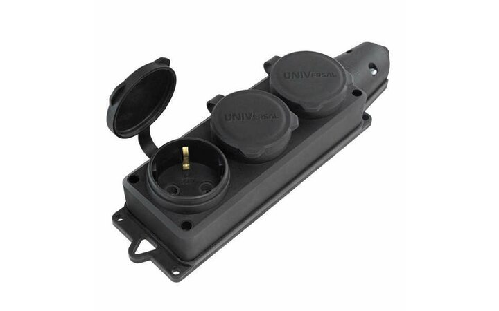 фото - Колодка 3-м 'КОМПАКТ' однофазная с заглушками (каучук) UNIVersal 1323