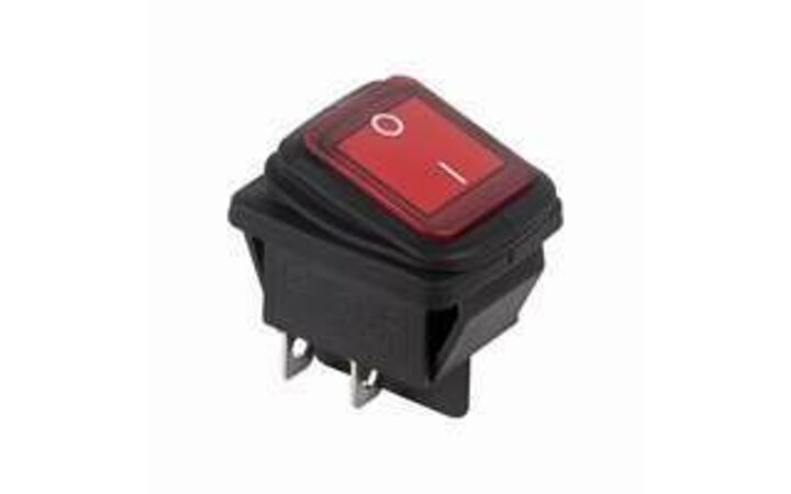 фото - Выключатель клавишный 250В 15А (4с) ON-OFF красн. с подсветкой влагозащита (RWB-507) Rexant 36-2360