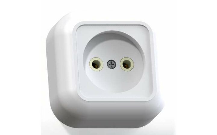 фото - Розетка 1-м ОП Валентина РА10-266 10А IP20 бел. Кунцево 7638