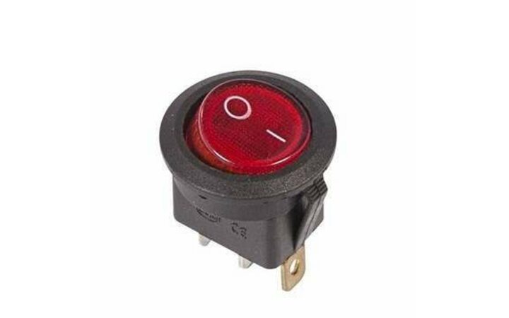 фото - Выключатель клавишный круглый 250В 6А (3с) ON-OFF красн. с подсветкой (RWB-214 SC-214 MIRS-101-8) Rexant 36-2570