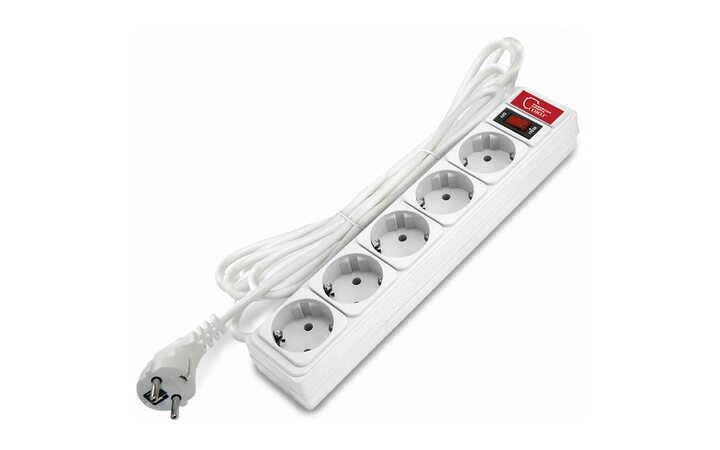 фото - Удлинитель с сетевым фильтром 5х3м 10А ПВС 3х0.75 бел. Союз 1325