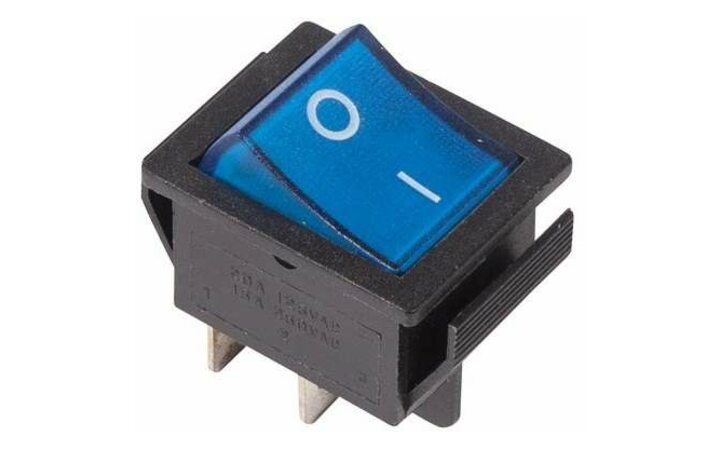 фото - Выключатель клавишный 250В 16А (4с) ON-OFF син. с подсветкой (RWB-502 SC-767 IRS-201-1) Rexant 36-2331