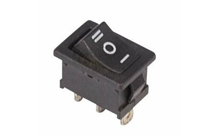 фото - Выключатель клавишный 250В 6А (3с) ON-OFF-ON черн. с нейтралью Mini (RWB-205 SC-768) Rexant 36-2145