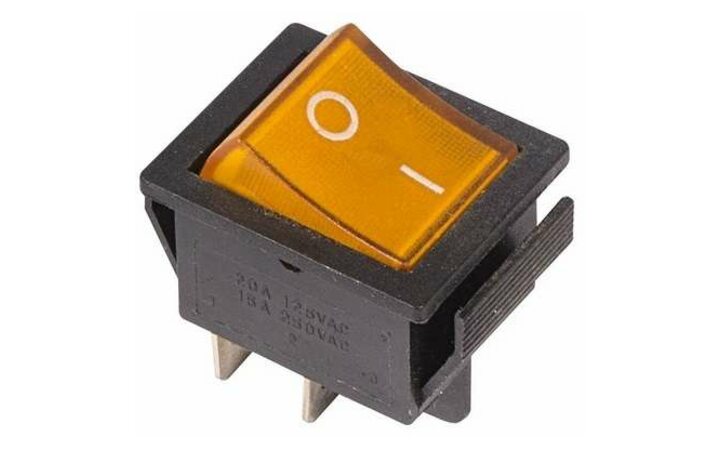 фото - Выключатель клавишный 250В 16А (4с) ON-OFF желт. с подсветкой (RWB-502 SC-767 IRS-201-1) Rexant 36-2333