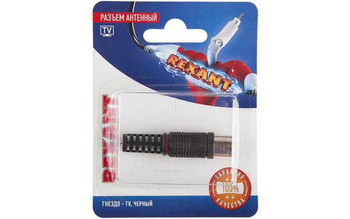 фото - Разъем антенный на кабель гнездо-TV черн. блист. Rexant 06-0011-A
